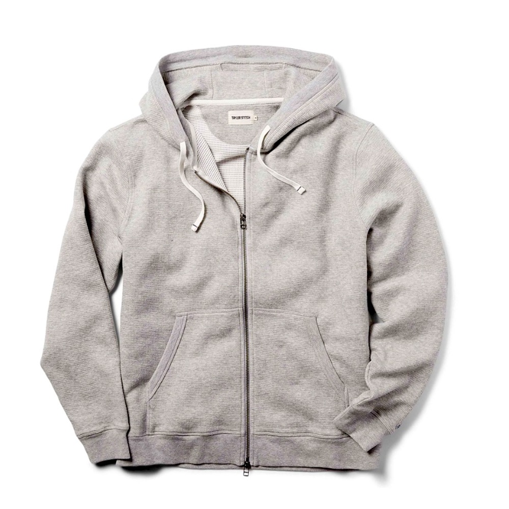 Taylor Stitch Fillmore Hoodie Jacket Gray Full Zip Men’s Size 40 Medium Waffle